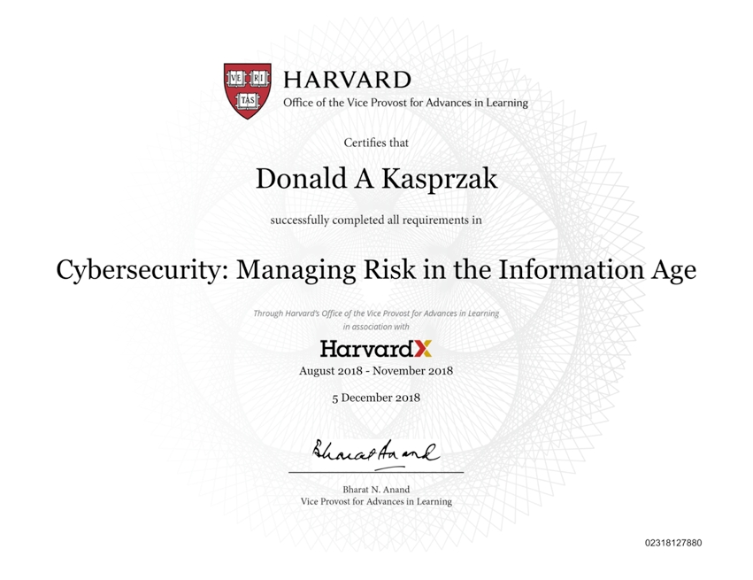 Harvard Cybersecurity - Don Kasprzak